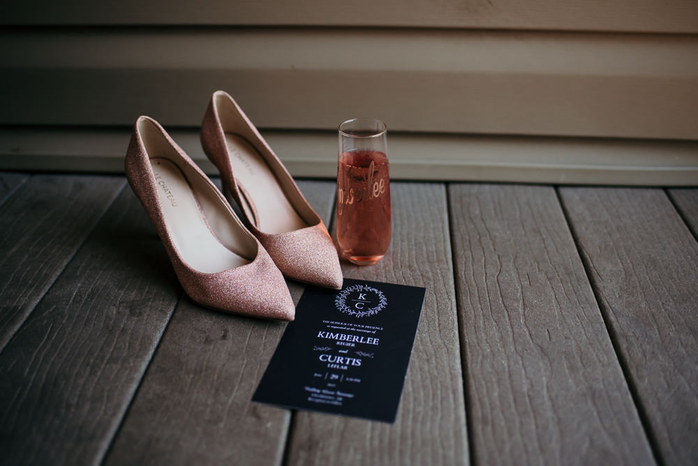wedding shoes and invitation